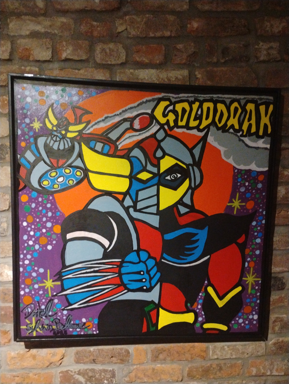 Goldorak acrylique et feutre plus vernis.