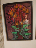 Château acrylique et feutre plus vernis.