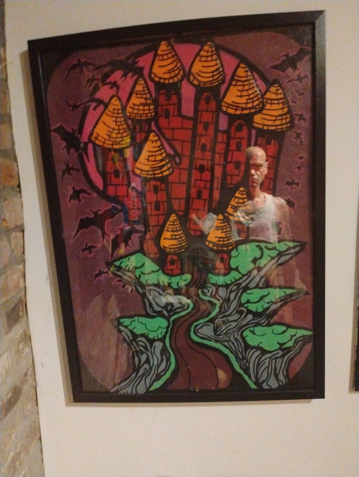 Château acrylique et feutre plus vernis.
